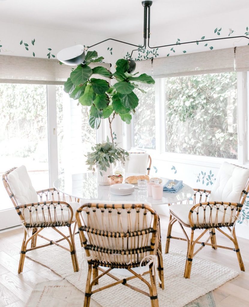 Natural Woven Shades Contemporary Breakfast Nook