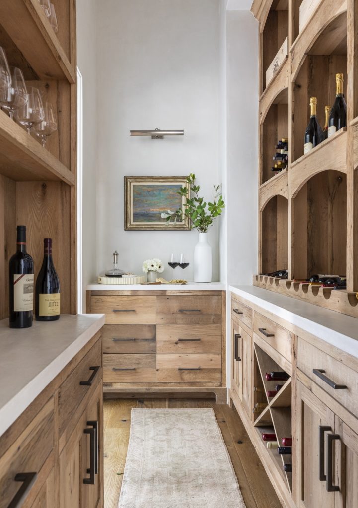 Wine room with natural wood